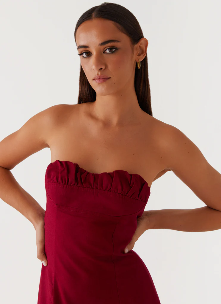 Tayla Linen Maxi Dress - Rosso