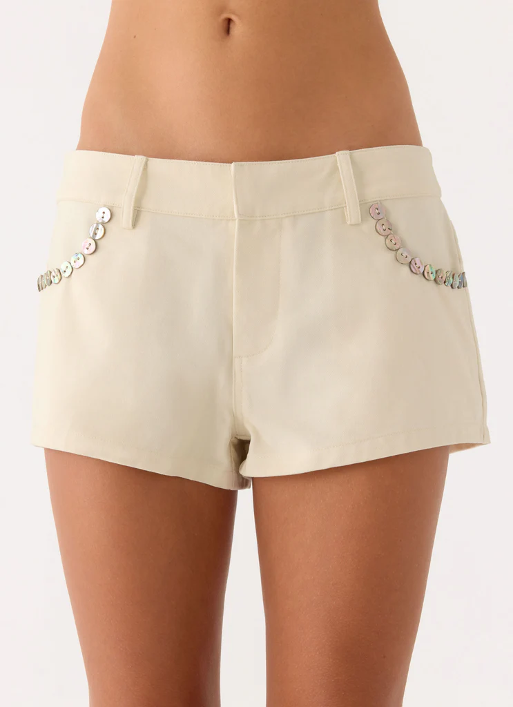 Pantaloni Corti con Bottoni Emenique - Avorio