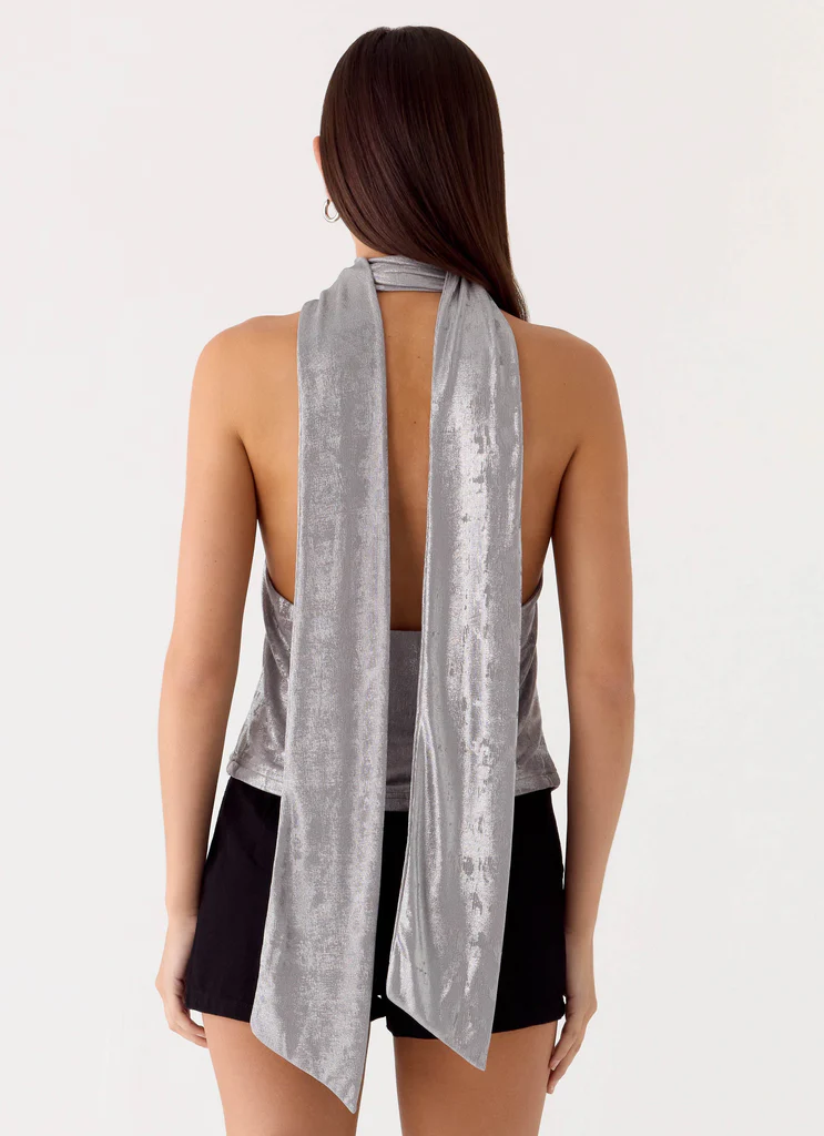 Top a Scialle Luminoso - Argento