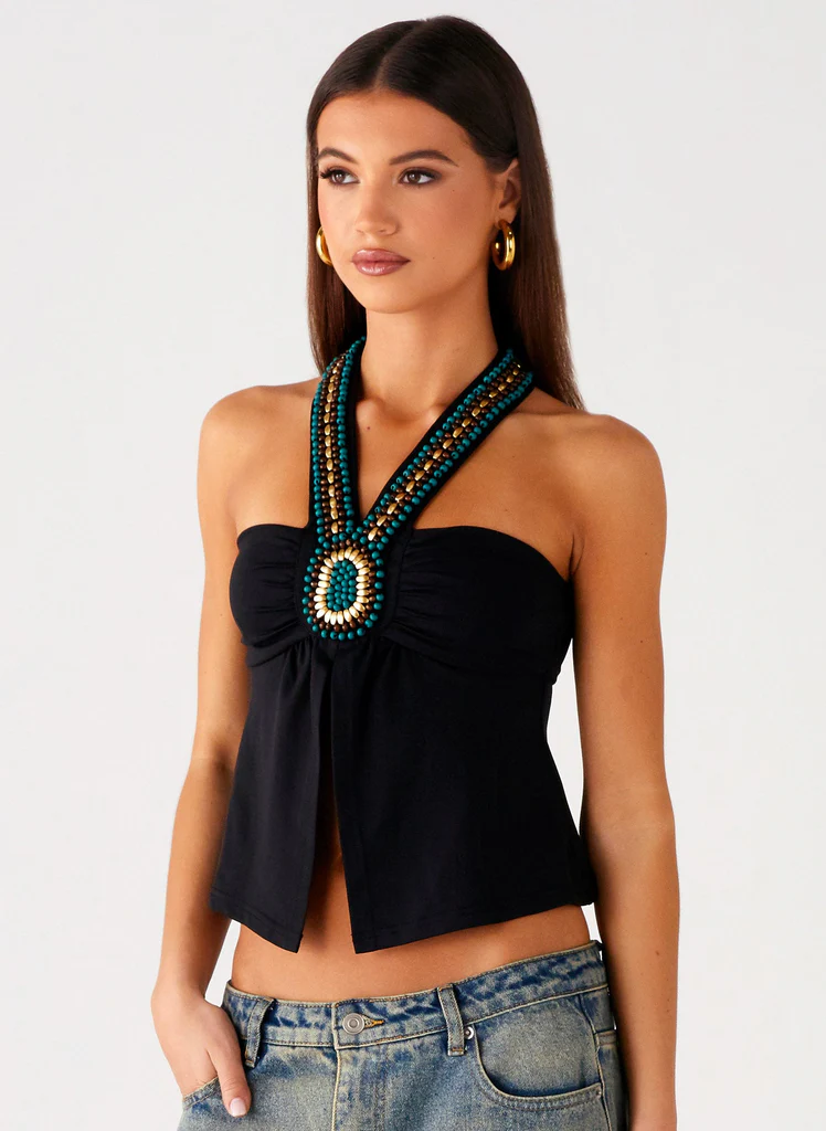 Top a spalline Boheme Breeze - Nero