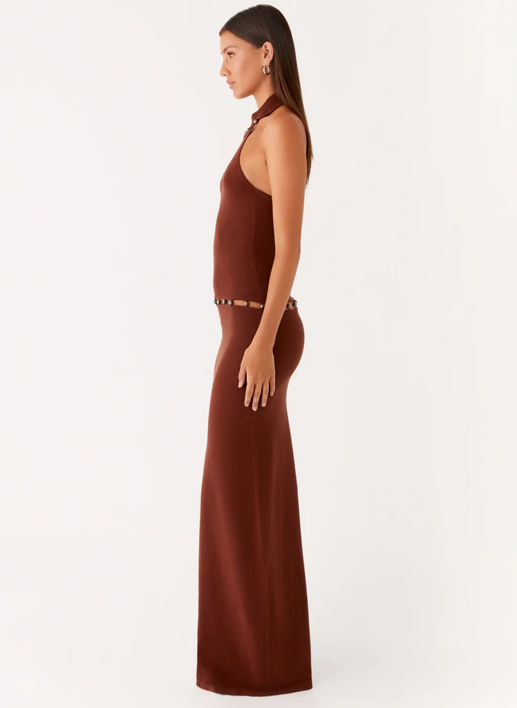 Abito Maxi in Maglia Opalina - Cioccolato