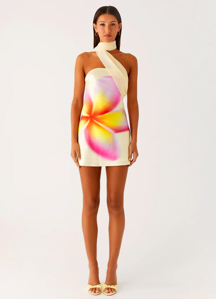 Isa Scarf Satin Mini Dress - Giallo Frangipani