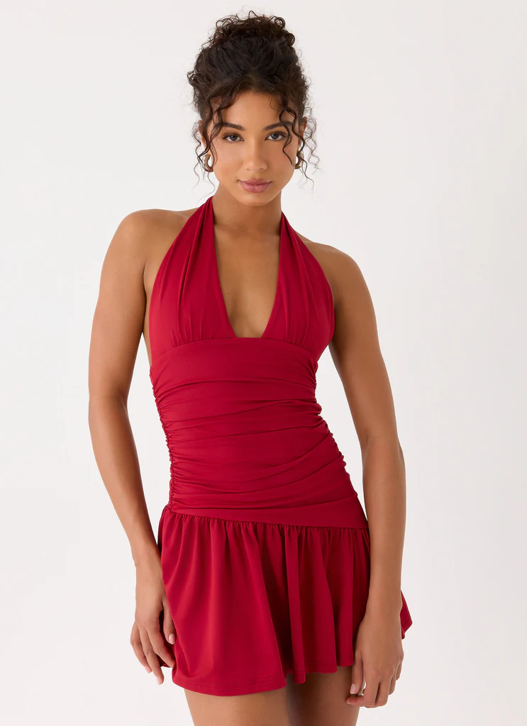 Esme Mini Dress - Rosso Magenta