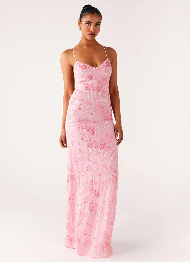 Vestito Maxi in Tulle con Paillettes Vietta - Rosa
