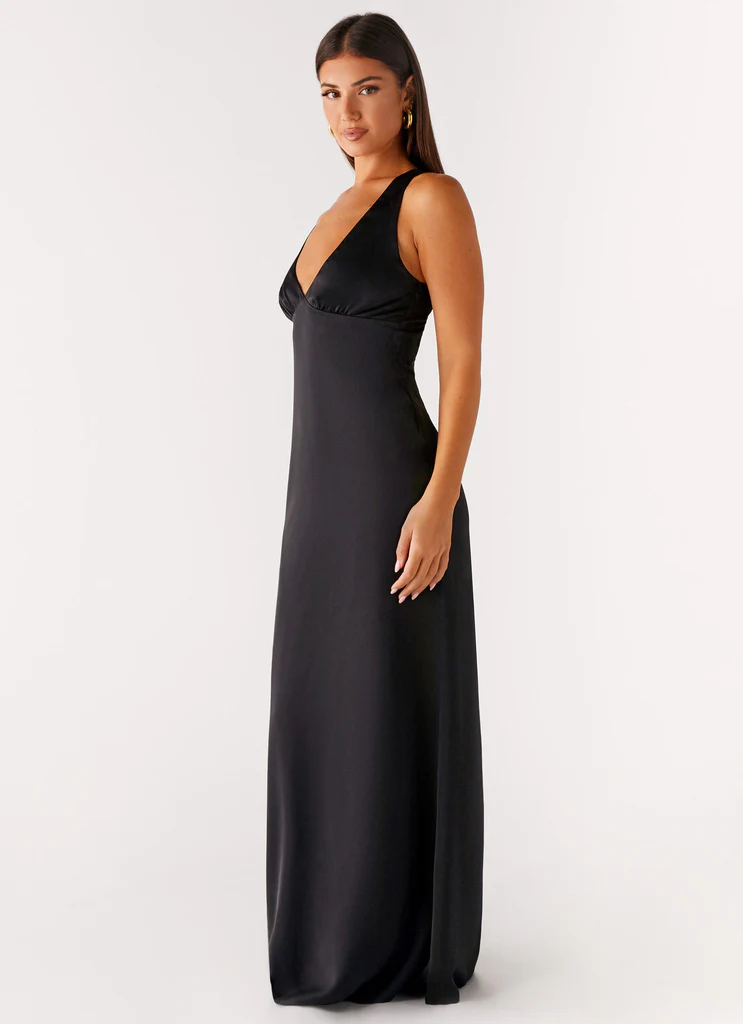 Vestito Maxi a Spalline Desi - Nero