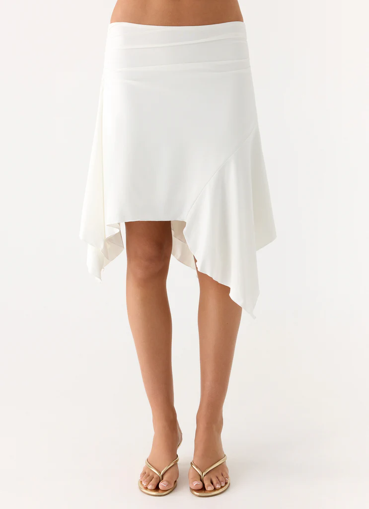 Maxina Asymmetrical Midi Skirt - Bianco