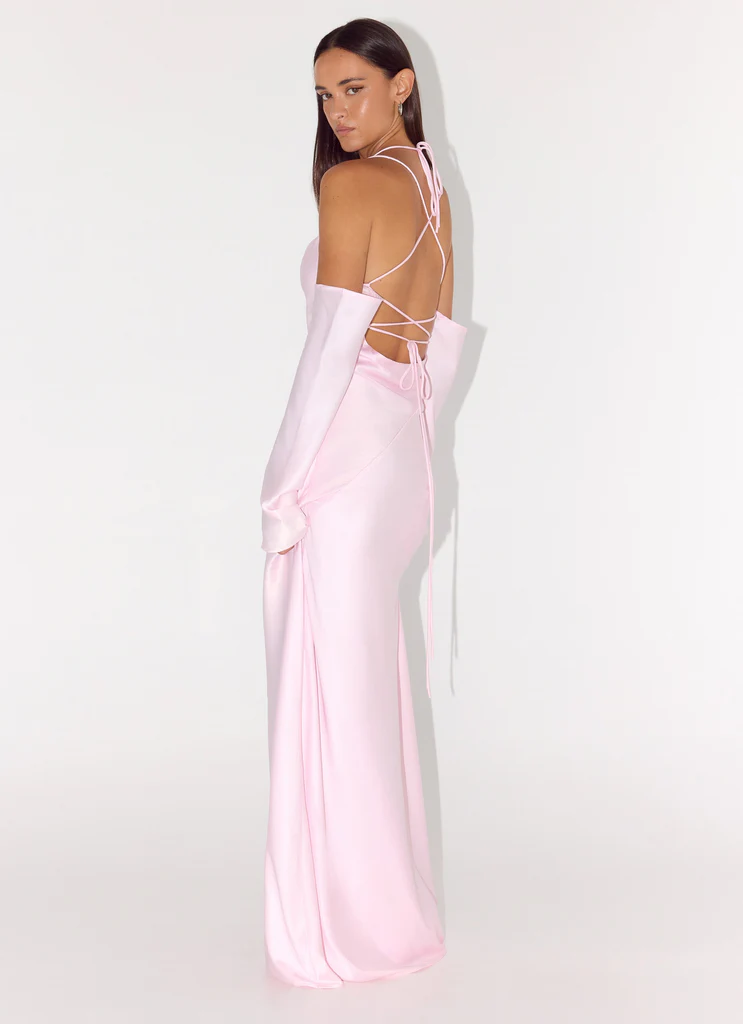 Vestito Maxi a Maniche Lunghe Breathe Me - Rosa Baby