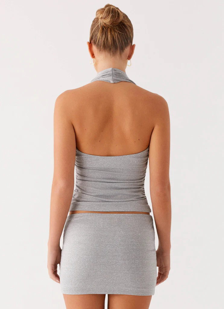 Top a Spalline Amia - Grigio Marle