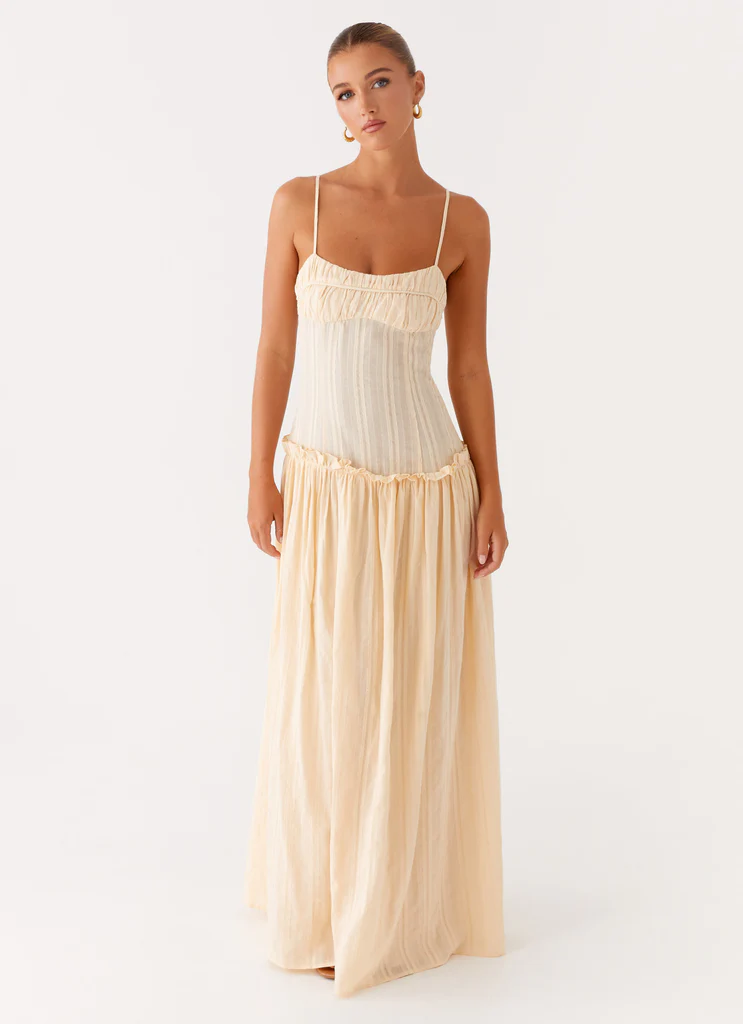Abito Maxi Jacinda con Vita Bassa - Avorio