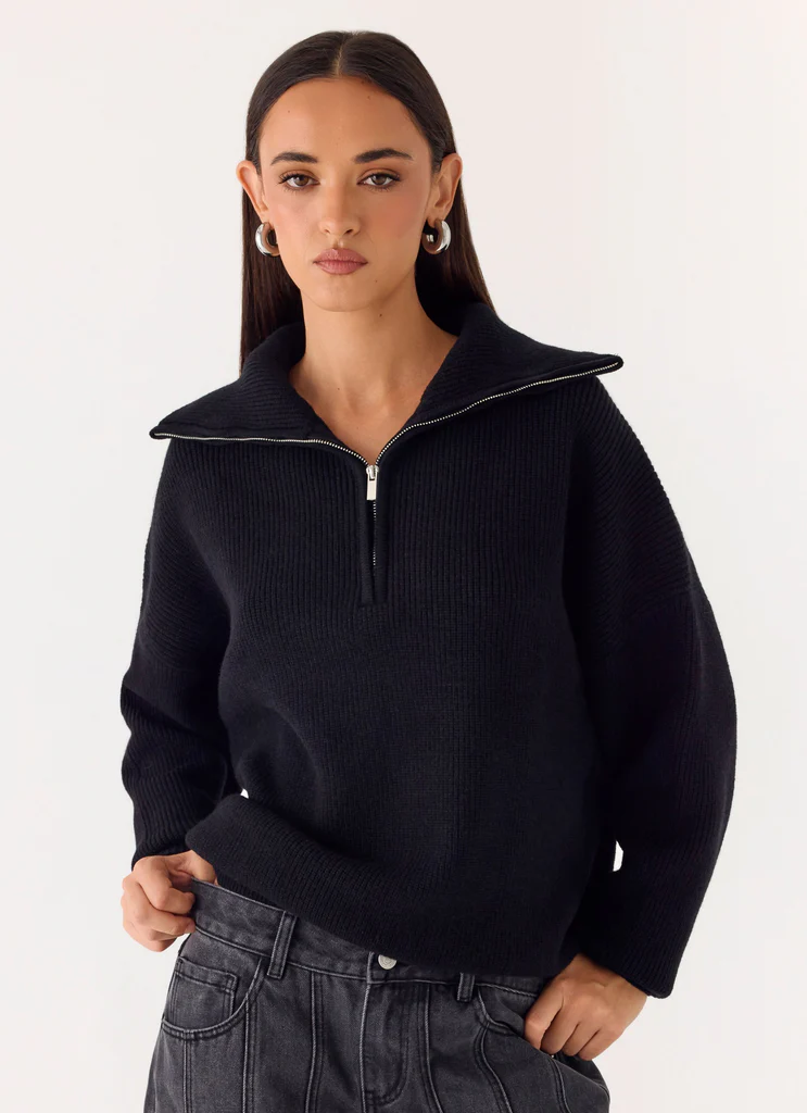 Maglione a Mezza Cerniera Eirena - Nero