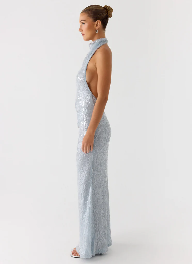 Abito Maxi con Paillettes Kaida - Blu Grigio