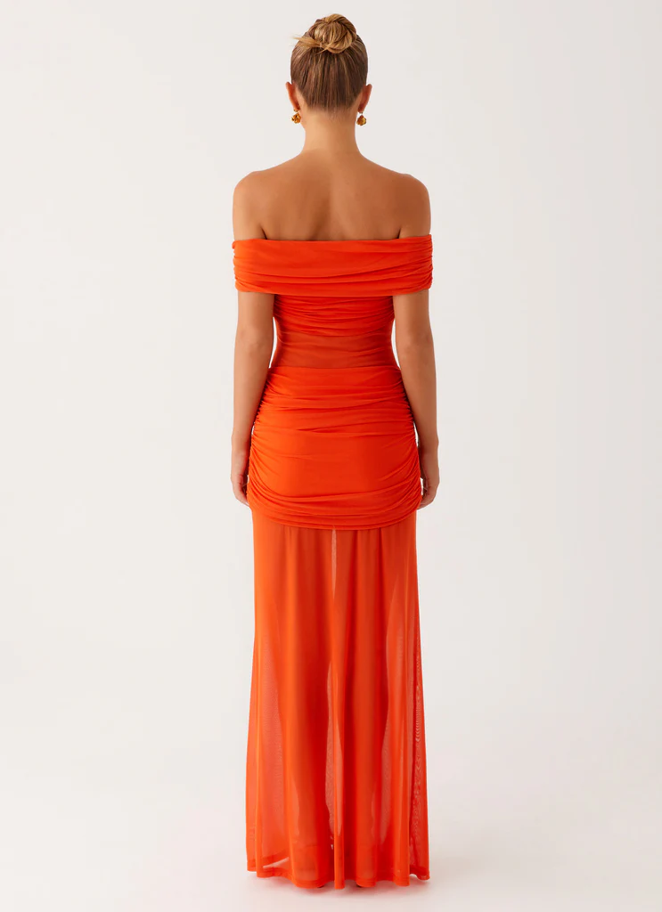 Abito Maxi Scollo a Spalla Offerta - Arancione