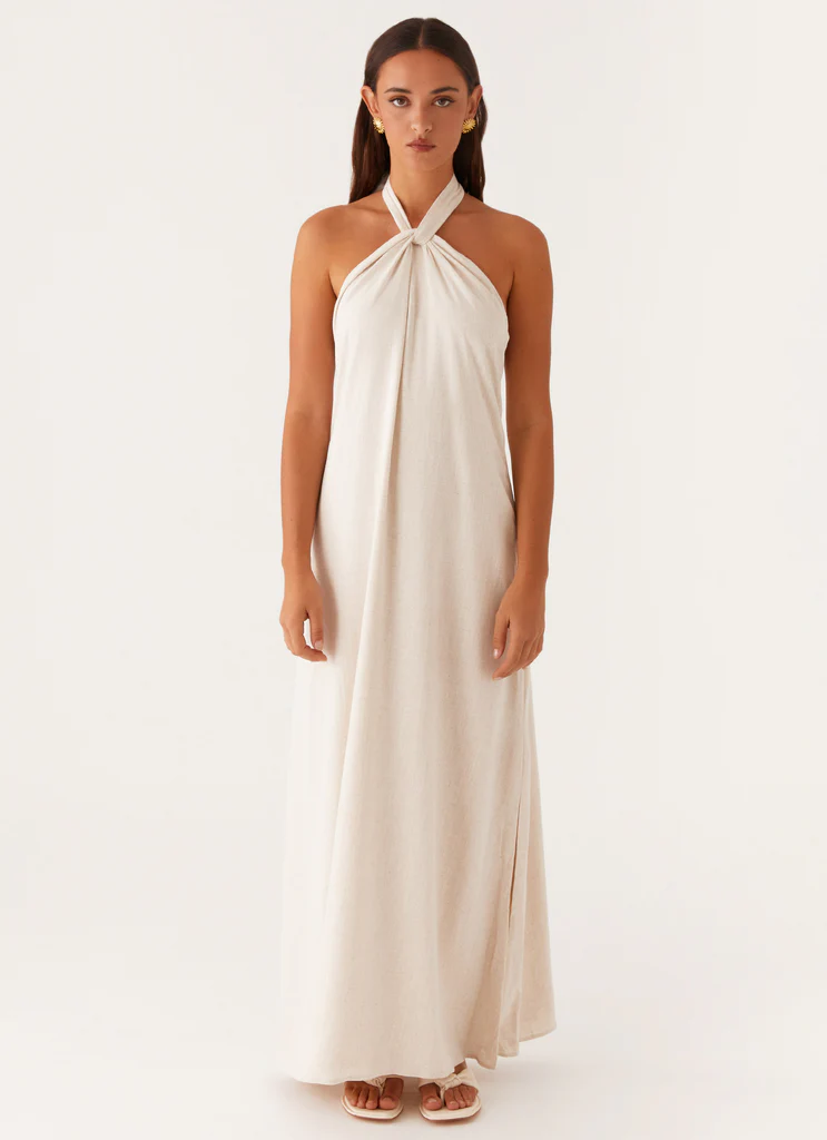 Golden Child Abito Maxi in Lino - Avena