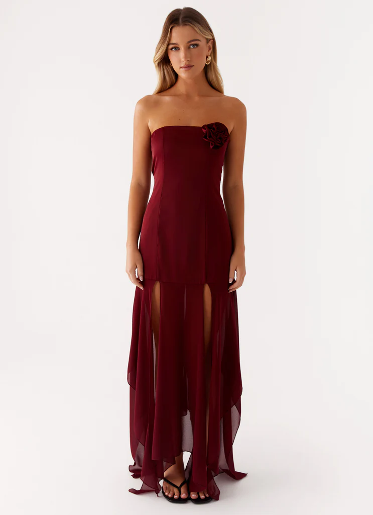 Abito Maxi in Satin Collision - Rosso Ciliegia