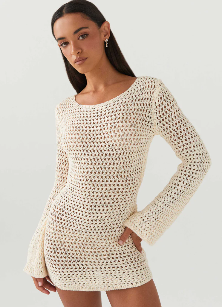 Vestito Mini all'uncinetto Down For The Ride - Avorio
