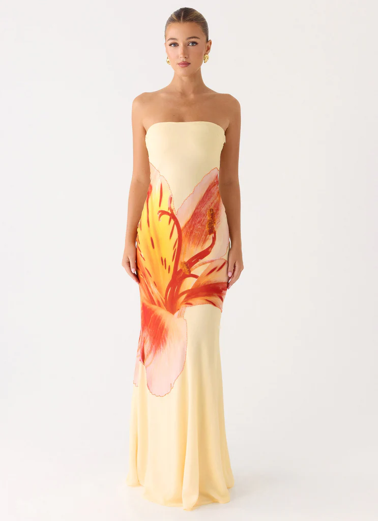 Vestito lungo con spalline senza schienale Ashwin - Stampa Sunpetal