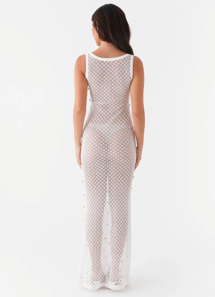 Abito Maxi in Maglia con Dettagli a Conchiglie Penida - Bianco