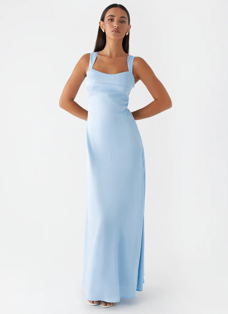 Abito Maxi in Seta Odette - Blu