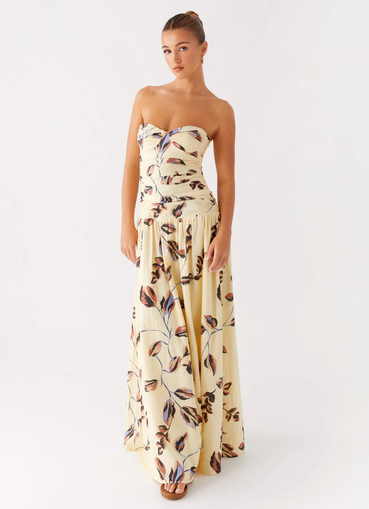 Abito Maxi Ruched Rhea - Buttercream Bliss