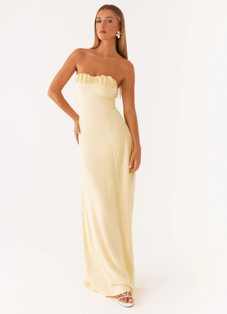 Abito Maxi in Lino Tayla - Giallo