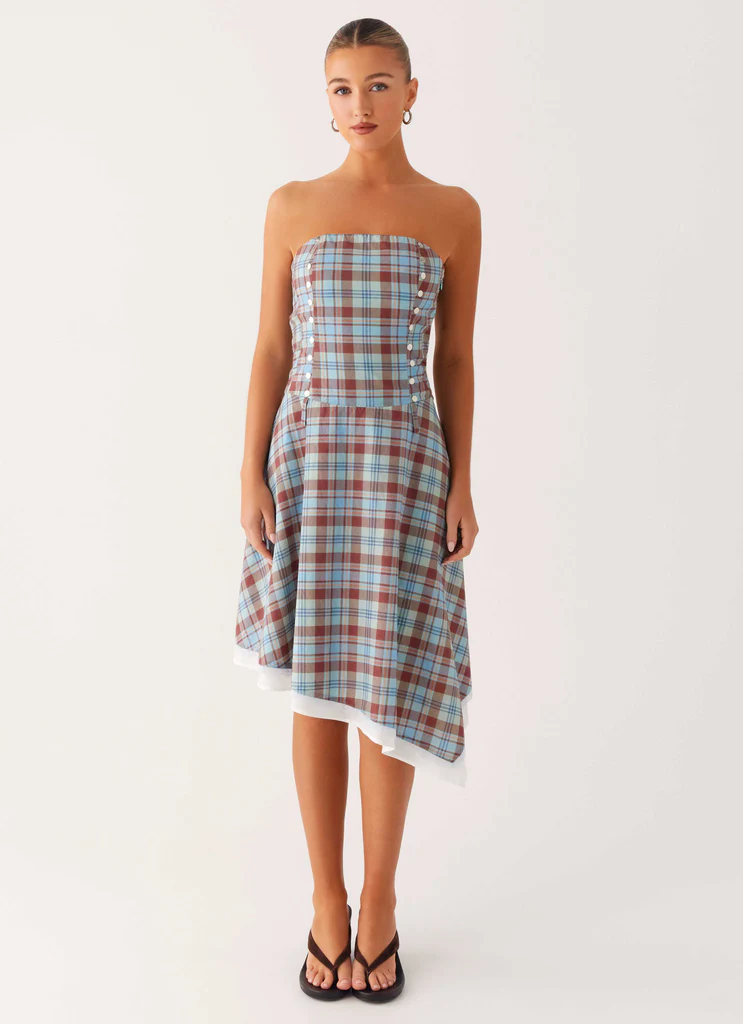 Abito Midi Senza Spalline Tonie - Check Shoreline