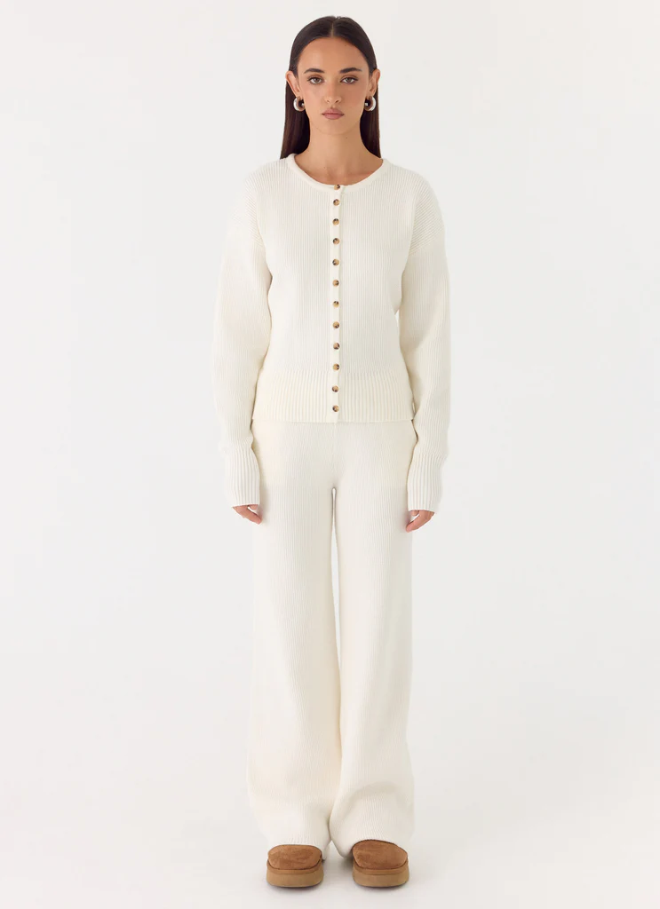 Pantaloni a vita bassa in maglia Harrison - Avorio