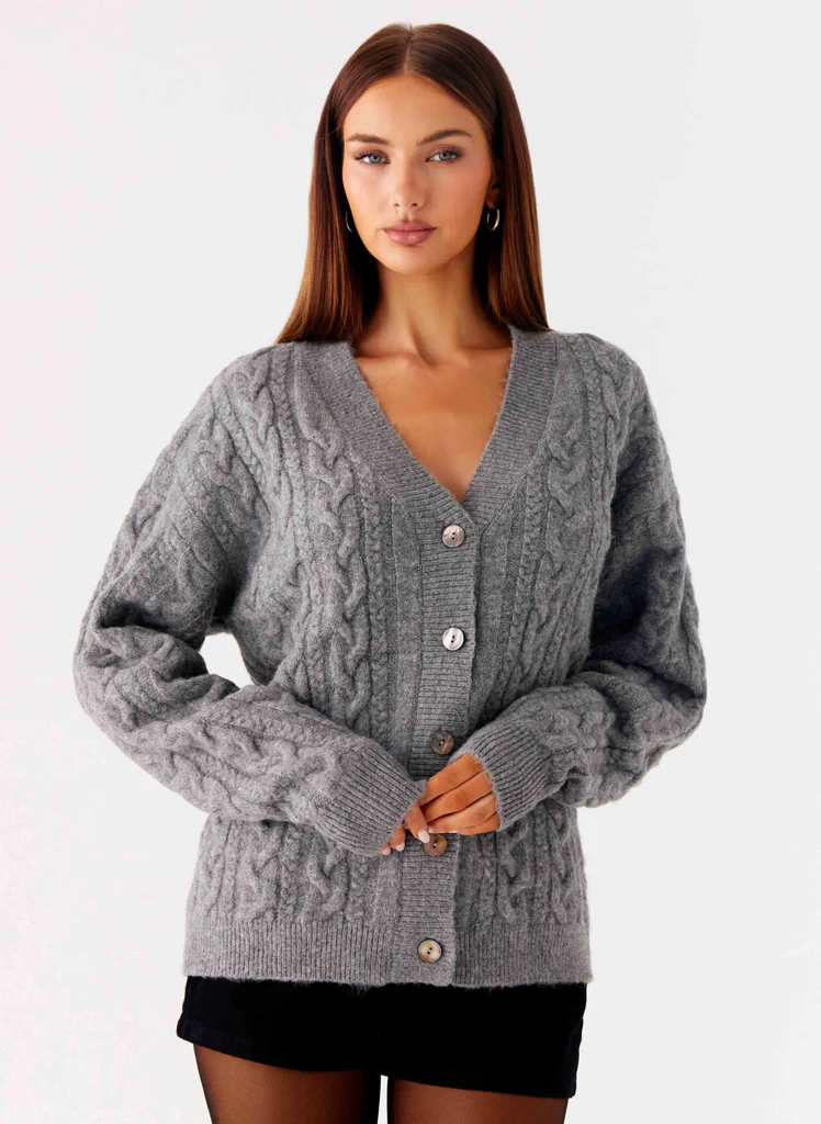 Cardigan Frawley in Lana a Coste - Grigio