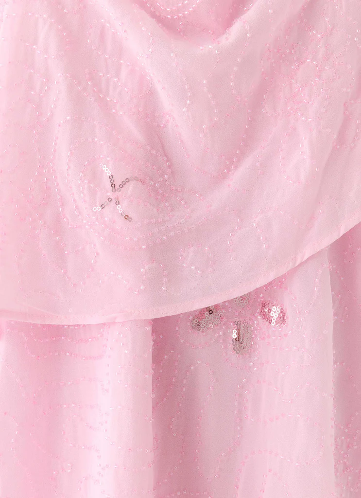 Abito Mini con Perline in Movimento - Rosa