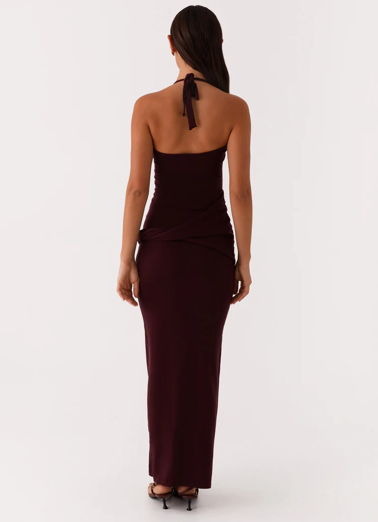 Lucky You Abito Maxi in Maglia - Marrone