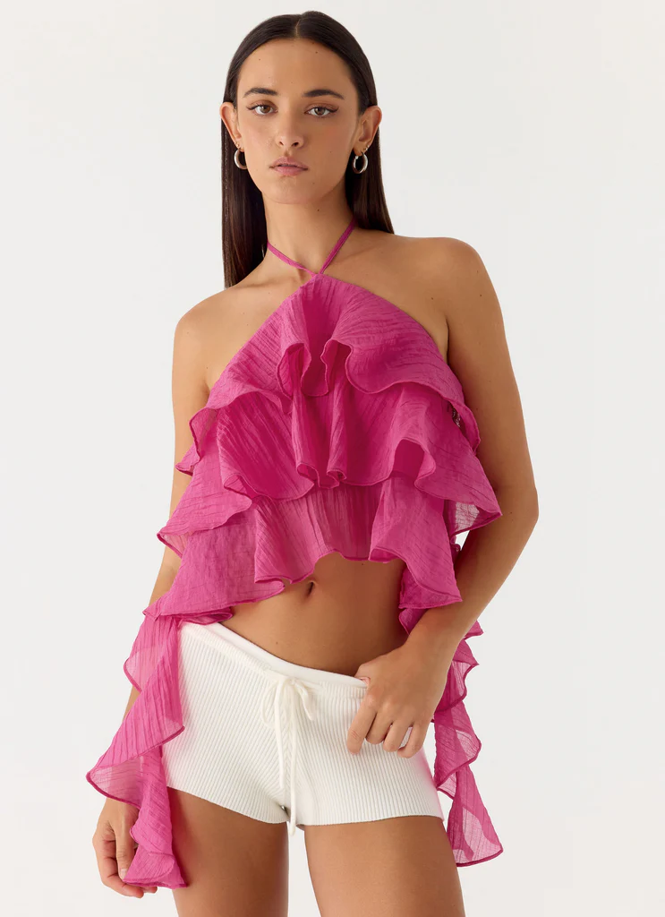 Top a Spalline Inna con Frappe - Fucsia