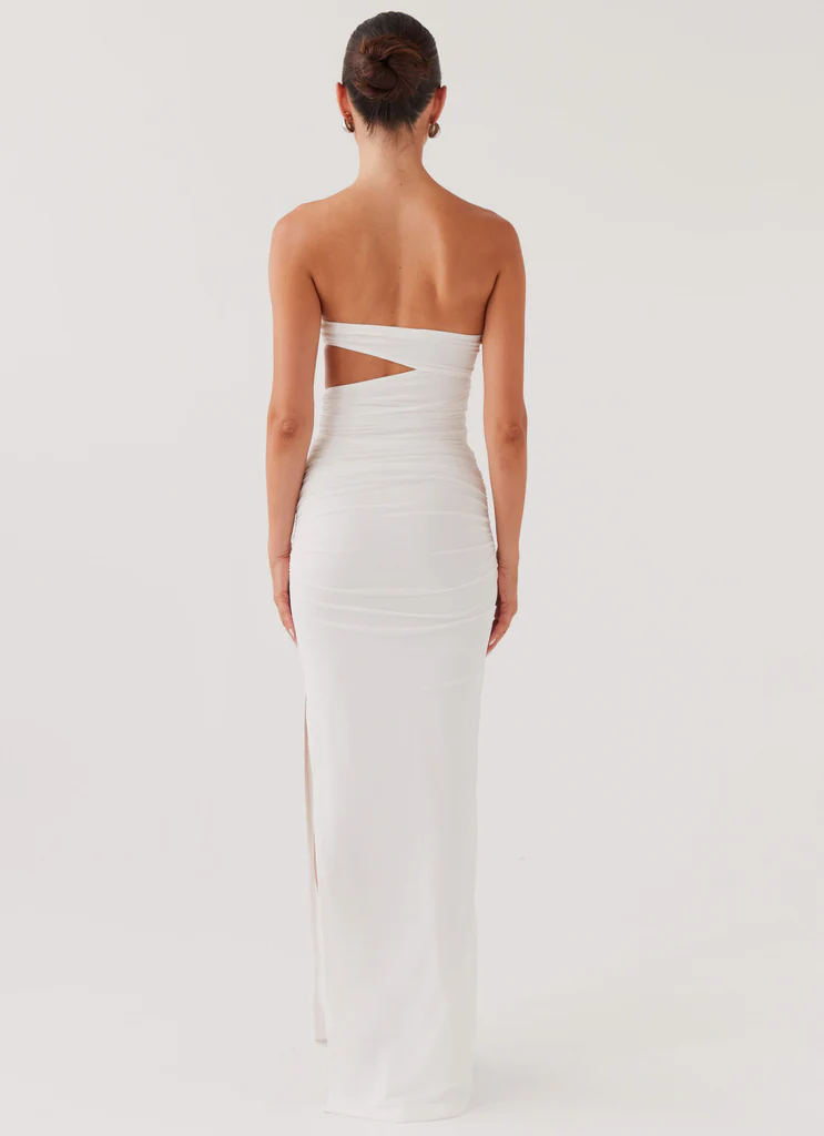 Into Pieces Mesh Maxi Dress - Bianco