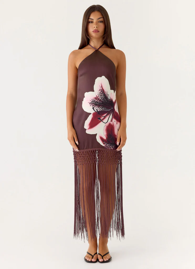 Vestito Maxi a Spalline Niahvette - Fioritura di Velluto