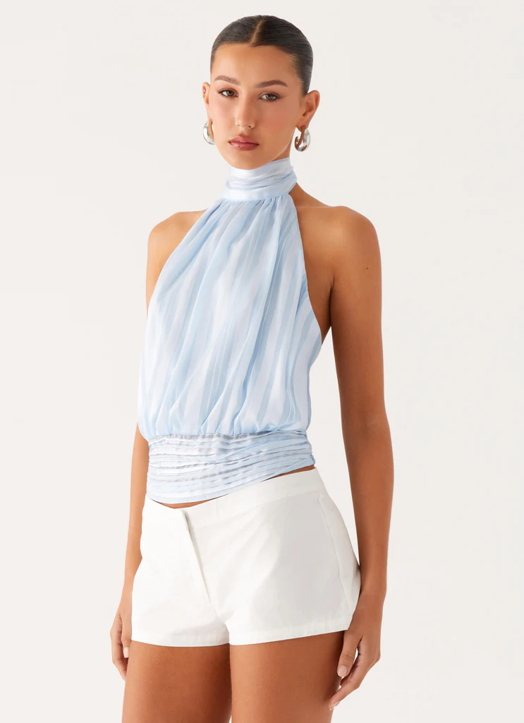 Top in Chiffon di Salice - Blu
