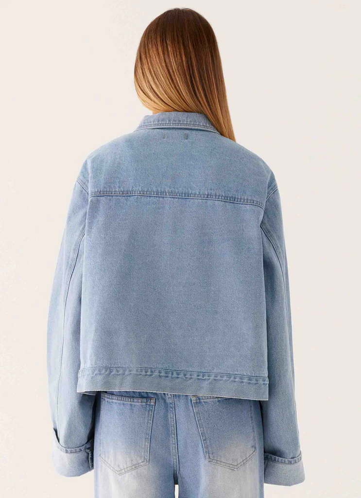 Giubbotto in Denim Oversized Back Again - Blu chiaro