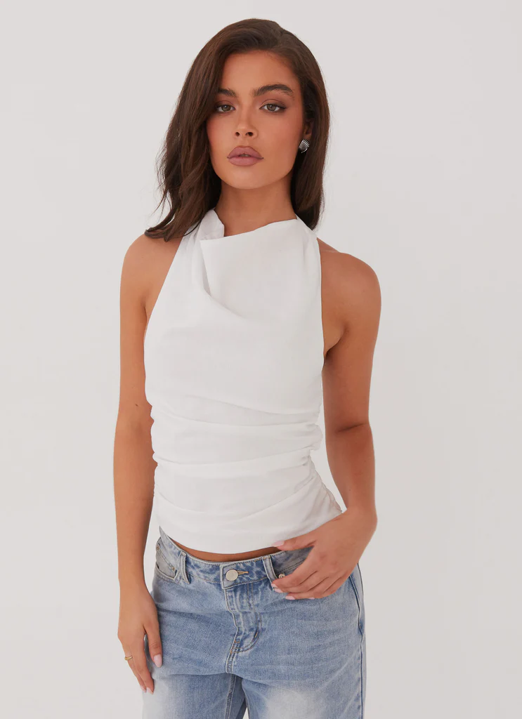 Top in Lino Cloud Whisper - Bianco