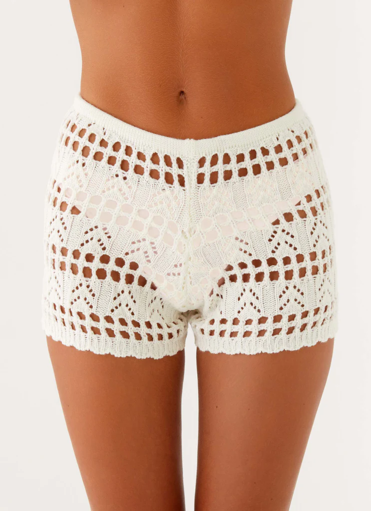 Shorts in Punto di Crochet Baylock - Bianco