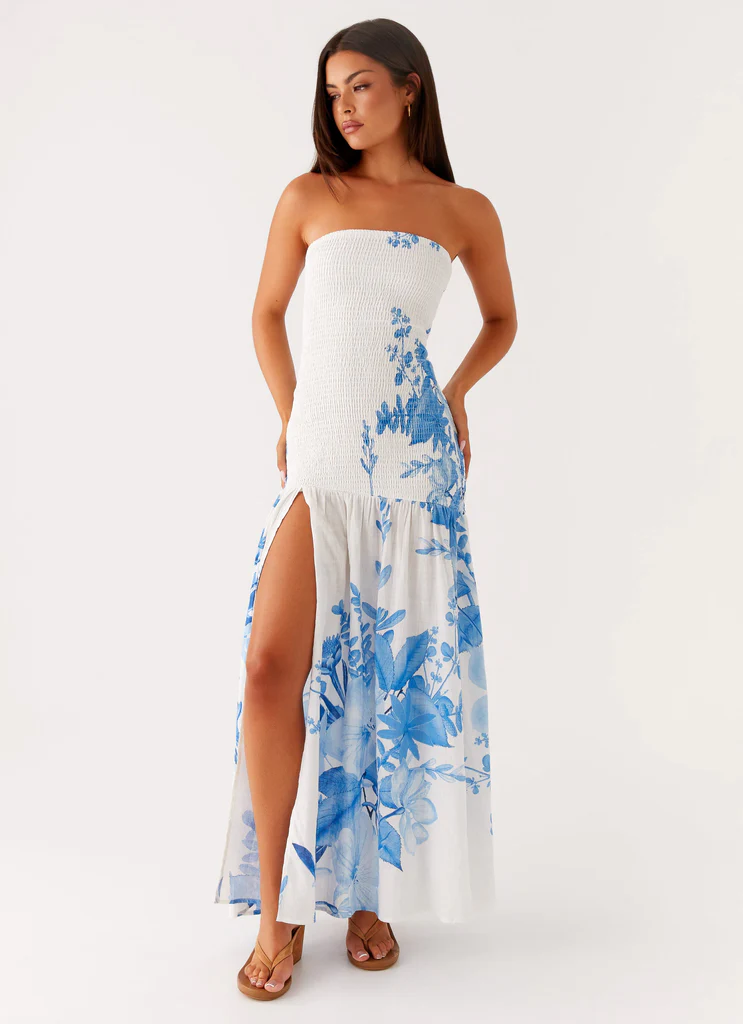 Abito Maxi Rebecca - Stampato Floreale Blu