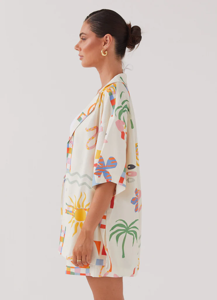 Camicia Oversized in Lino Tallulah - Estate Palme