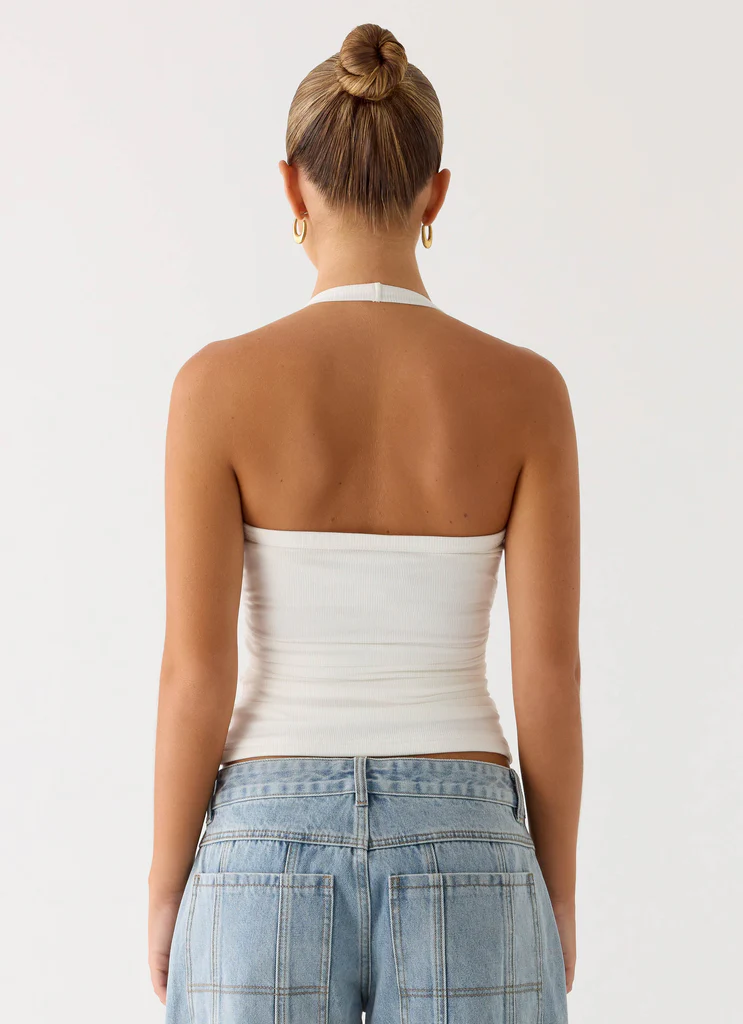 Top a spalline in maglia Naturi - Bianco