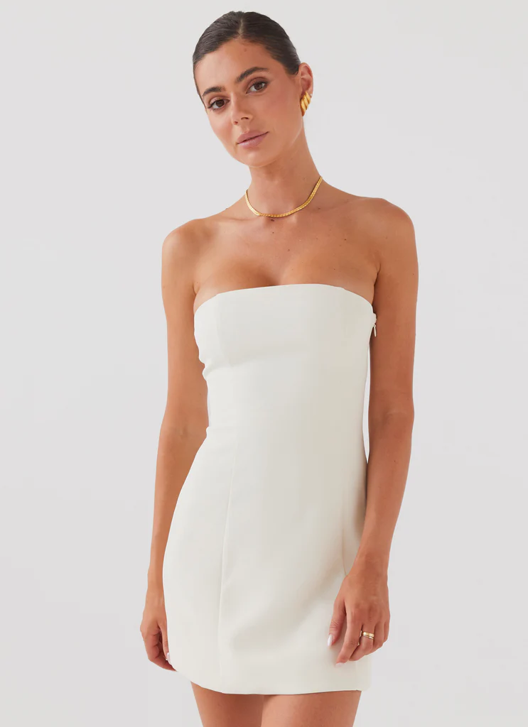 Vestito Mini Senza Spalline Ayanna - Avorio