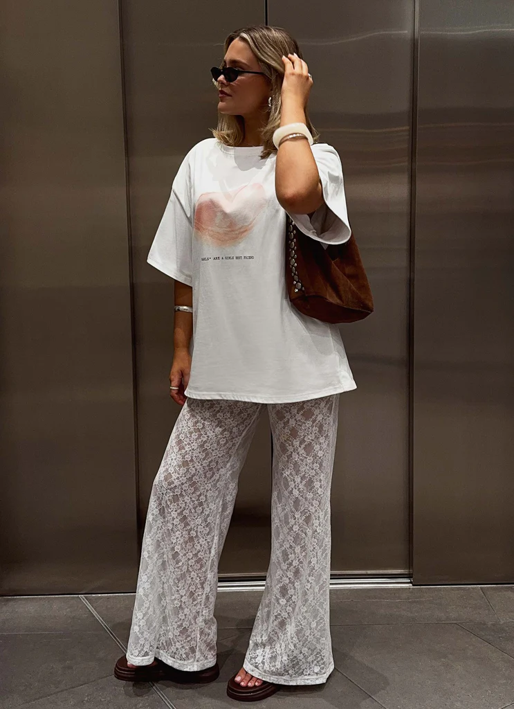 Pantaloni in Pizzo Matcha - Bianco