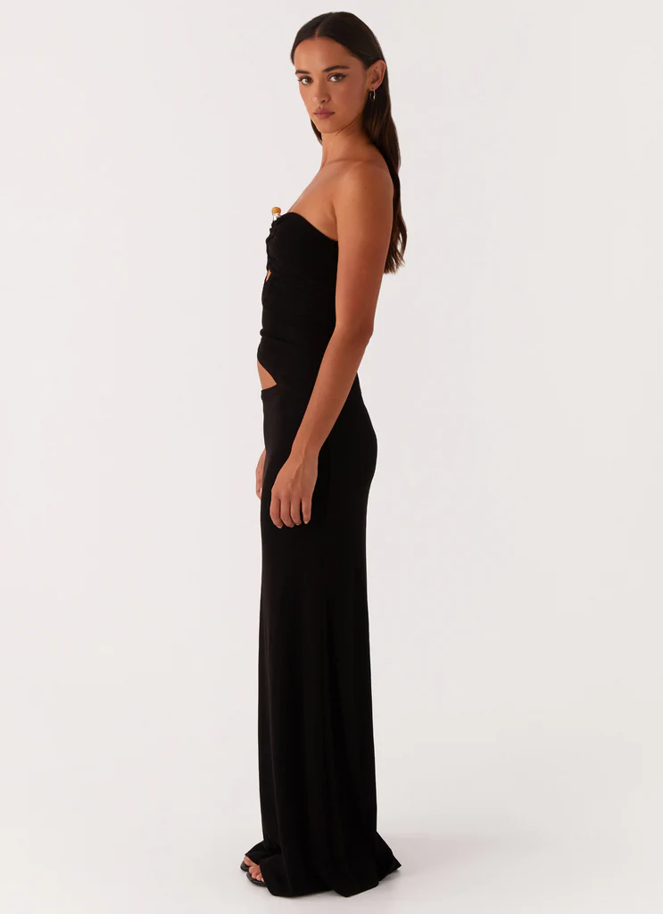 Abito Maxi Wild Roses - Nero