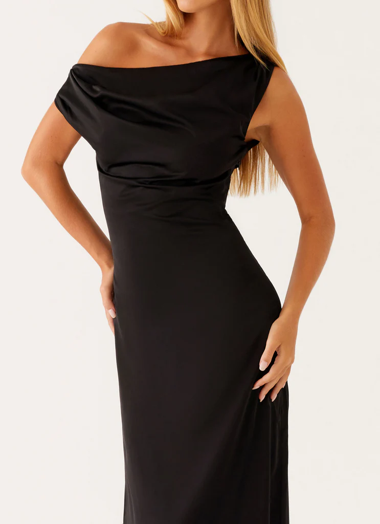 Vestito Maxi in Seta Heart of Glass - Nero