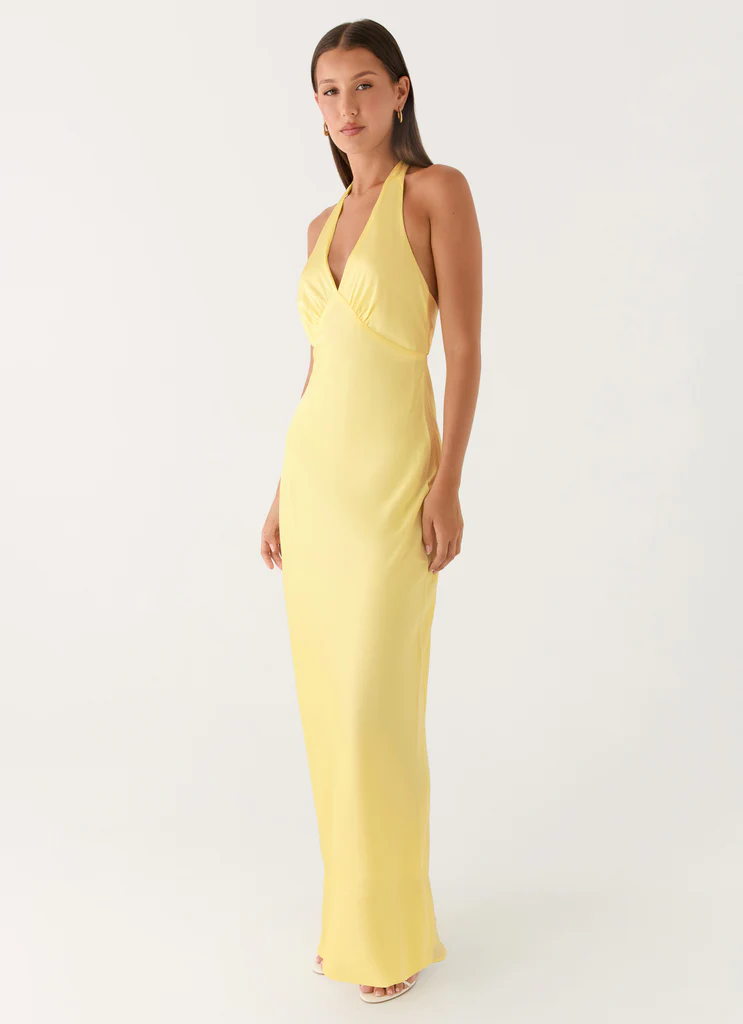 Abito Maxi in Seta Heavy Hearted - Limone