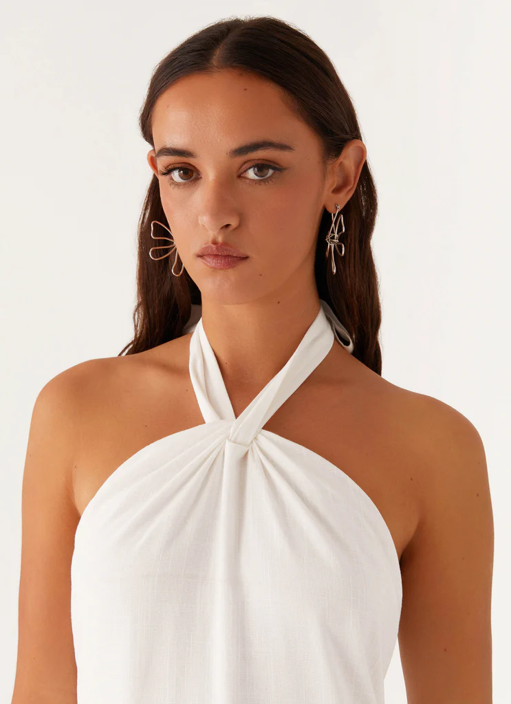 Golden Child Abito Maxi in Lino - Bianco