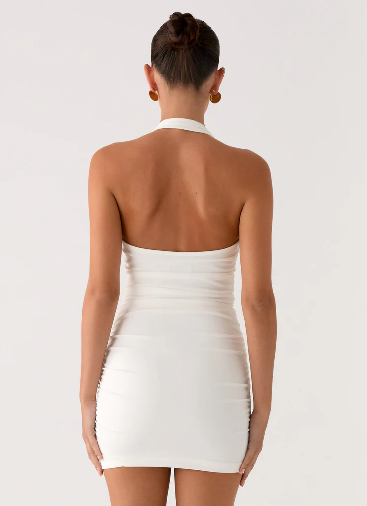 Vestito Mini a Spalline con Maniche - Bianco