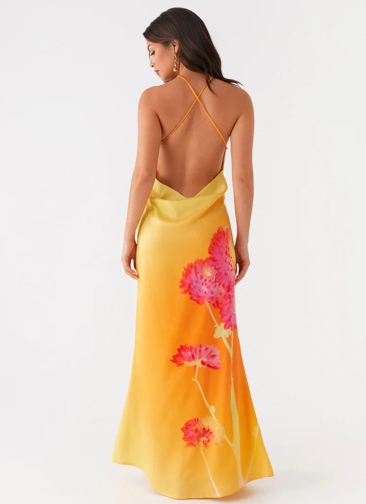 Abito Maxi Chloe - Fiori Arancione