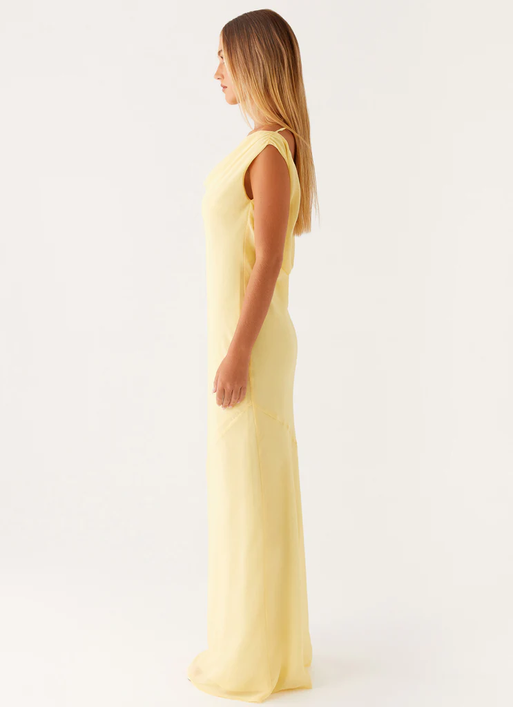 Abito Maxi in Chiffon Brittany - Giallo Pastello