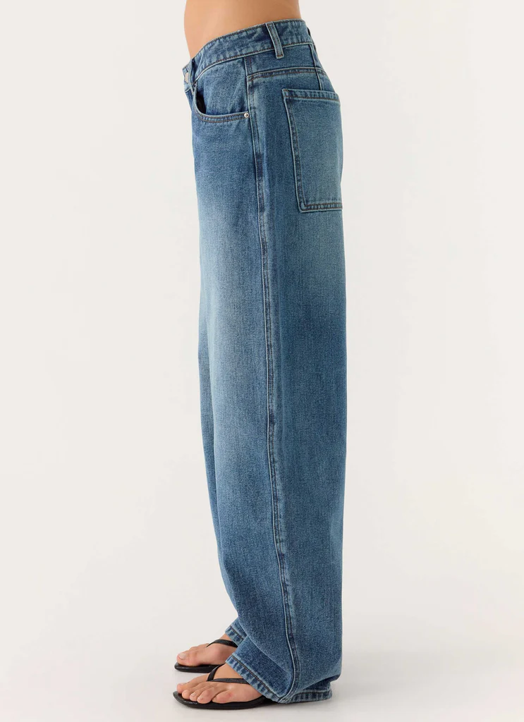 Jeans in Denim a Gamba Alta Stevie - Blu Medio