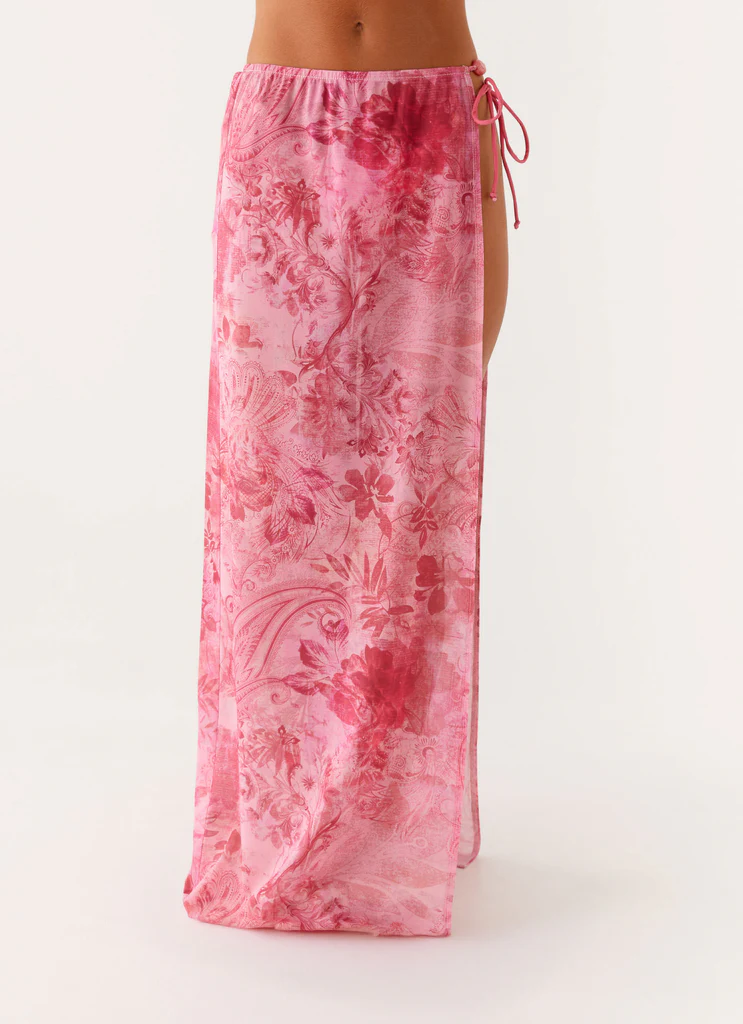 Here For It – Minigonna Maxi con Perline – Stampato Rosa Here For It - Minigonna Maxi con Perline - Stampato Rosa